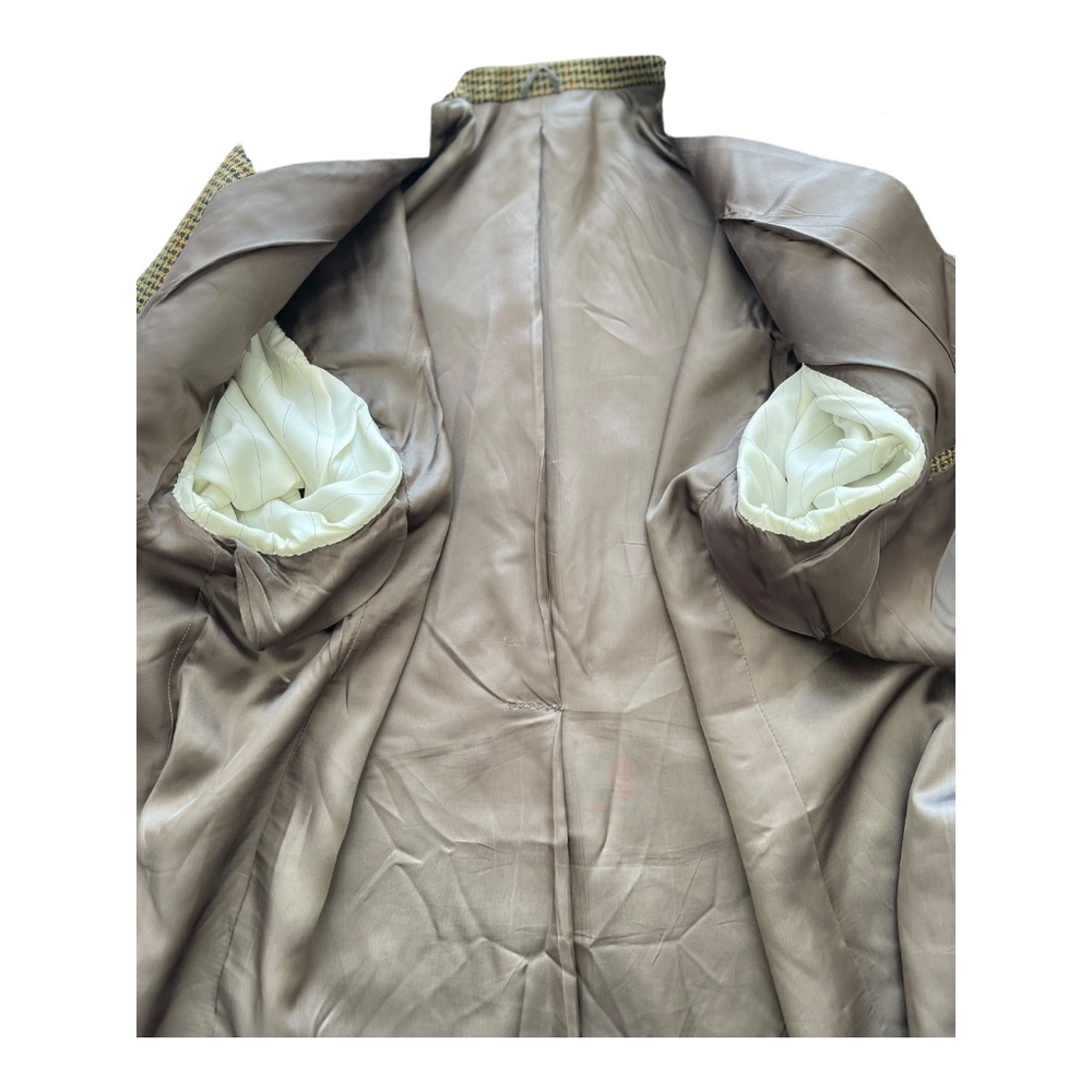 David G. Cotugno Mens 2 Button Silk Wool Blazer Jacket Beige Yellow Houndstooth - Picture 10 of 14